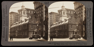 Historic center of stirring revolutionary scenes, Old State House from Court Street, Boston, Mass.