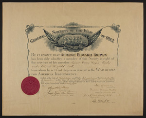 General Society of the War of 1812 certificate