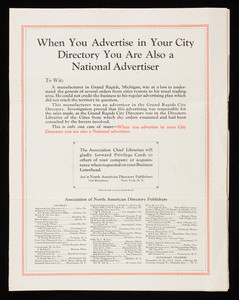 Circular, Association of North American Directory Publishers, 524 Broadway, New York, New York