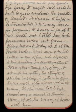 Thomas Lincoln Casey Notebook, May 1893-August 1893, 66, C of Engs came in to say good bye