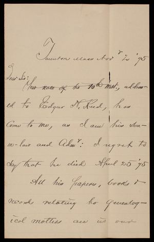 Washburn to Thomas Lincoln Casey, November 20, 1895