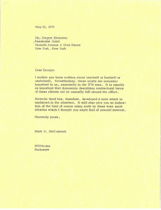 Letter from Mark H. McCormack to George Blumberg
