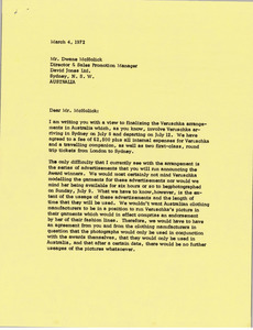 Letter from Mark H. McCormack to Dwane McHolick