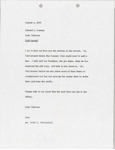 Memorandum from Judy A. Chilcote to Edward J. Keating