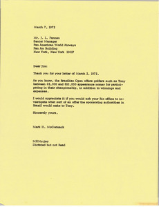 Letter from Mark H. McCormack to James L. Fannan