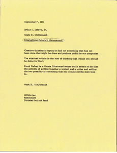 Memorandum from Mark H. McCormack to Arthur J. Lafave