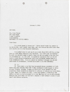 Letter from Mark H. McCormack to Gary Player