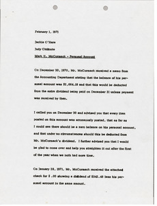 Memorandum from Judy Chilcote to Jackie O'Hare