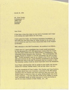 Letter from Mark H. McCormack to Sven Tumba