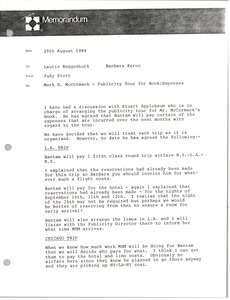 Memorandum from Judy Stott to Laurie Roggenburk and Barbara Kernc