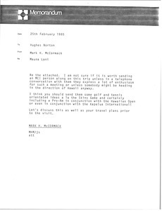 Memorandum from Mark H. McCormack to Hughes Norton