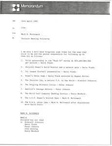 Memorandum from Mark H. McCormack concerning the Chrysler meeting