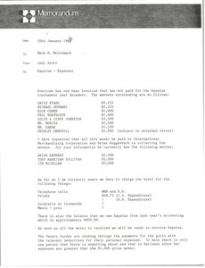 Memorandum from Judy Stott to Mark H. McCormack