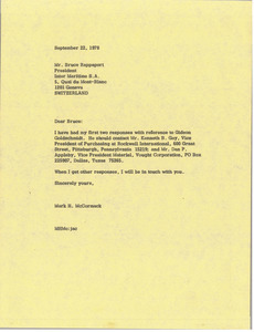 Letter from Mark H. McCormack to Bruce Rappaport