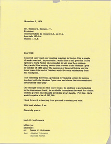 Letter from Mark H. McCormack to William G. Slocum, Jr.