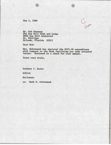Letter from Barbara J. Kernc to Bob Branson
