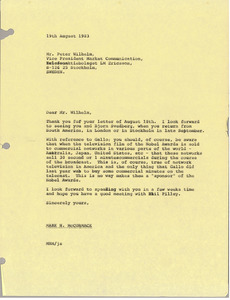 Letter from Mark H. McCormack to Peter Wilhelm