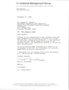 Letter from Mark H. McCormack to Weldon Johnson