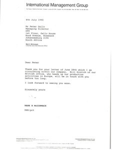 Letter from Mark H. McCormack to Peter Gallo - Digital Commonwealth