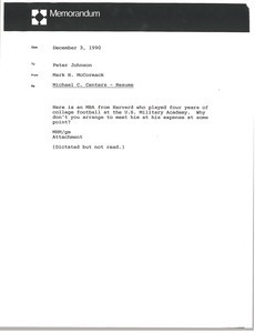 Memorandum from Mark H. McCormack to Peter Johnson