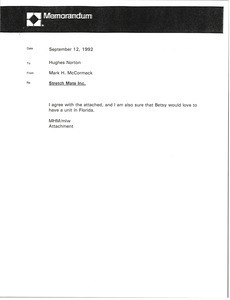 Memorandum from Mark H. McCormack to Hughes Norton