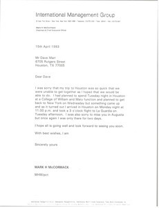 Letter from Mark H. McCormack to Dave Marr