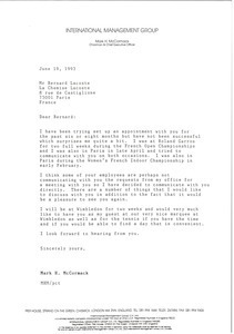 Letter from Mark H. McCormack to Bernard Lacoste