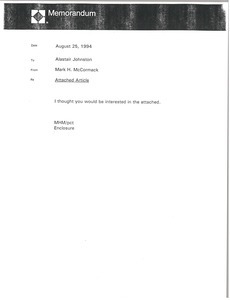 Memorandum from Mark H. McCormack to Alastair Johnston