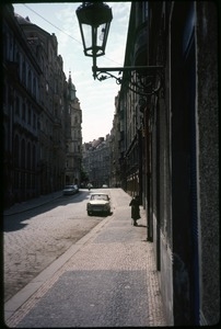 Street, with old woman in Josefov, Prague's Jewish quarter