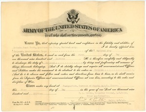 United States Army Warrant promoting Frank F. Newth to Corporal