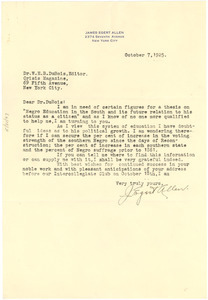 Letter from James Egert Allen to W. E. B. Du Bois