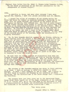 Extract of letter from Neval H. Thomas to the Board of Directors of the NAACP