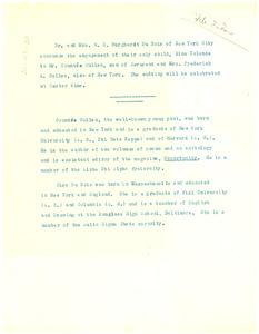 Circular letter from W. E. B. and Nina Du Bois to unidentified correspondent