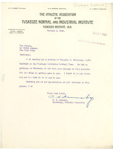 Letter from Tuskegee Normal and Industrial Institute to Editor of the Crisis