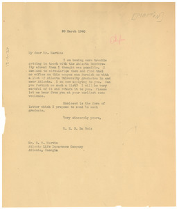 Letter from W. E. B. Du Bois to Eugene M. Martin