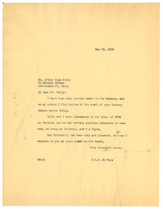 Letter from W. E. B. Du Bois to Arthur Pope Kelly