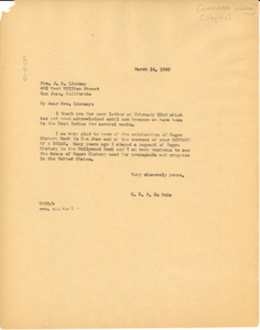 Letter from W. E. B. Du Bois to Barbara Lindsay