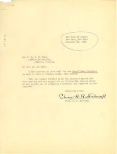 Letter from Charles A. R. McDowell to W. E. B. Du Bois