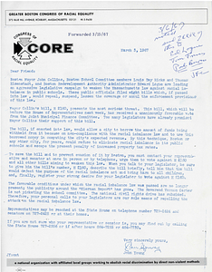 Congress of Racial Equality's John Young letter with attched memo