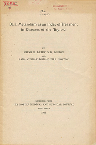 Basal metabolism as an index of treatment in diseases of the thyroid