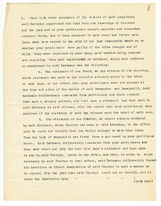 Draft of petition for writ of habeas corpus, August 22, 1927