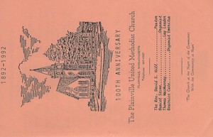 Plainville United Methodist Church 100th anniversary brochure 1892-1992.