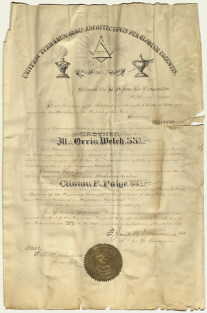 Appointment of Clinton F. Paige as Deputy of the Supreme Council for the District of New York