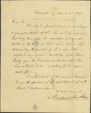 Letter of reference for Mr. Janes, 1829 March 12