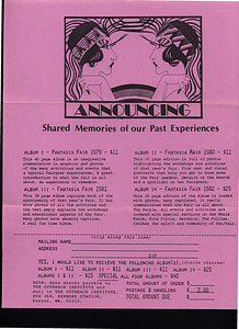 Fantasia Fair Announcing: Shared Memories of our Past Experience (1983?)