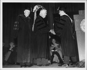 US Congressman Tip O'Neill receives honorary degree at the 1973 Suffolk University commencement