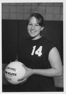 Suffolk University women's volleyball player portrait of Kristen Robidoux, 1997