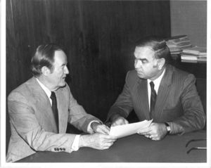 John Joseph Moakley meets with Hubert H. Humphrey