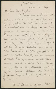 Letter, November 26, 1895, T.B. Aldrich to James Jeffrey Roche