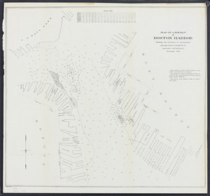Map of a portion of Boston Harbor: showing the locations of excavations already done, in progress of execution, and proposed